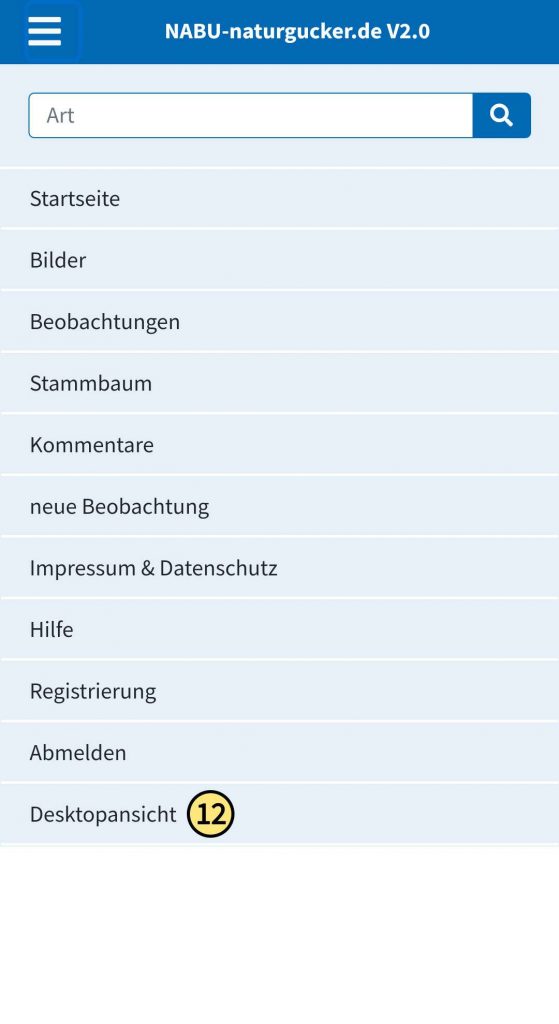 Desktopansicht über die mobile Meldeseite aufrufen