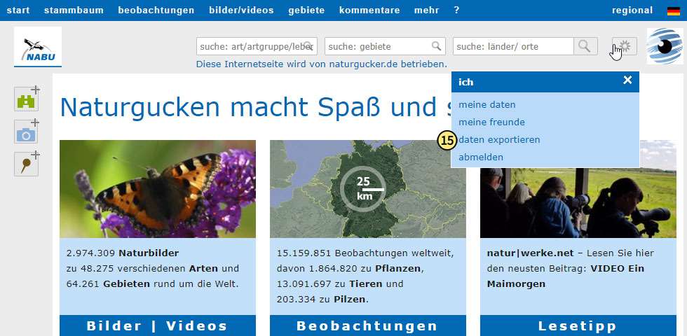 Aufrufen der Datenexport-Funktion