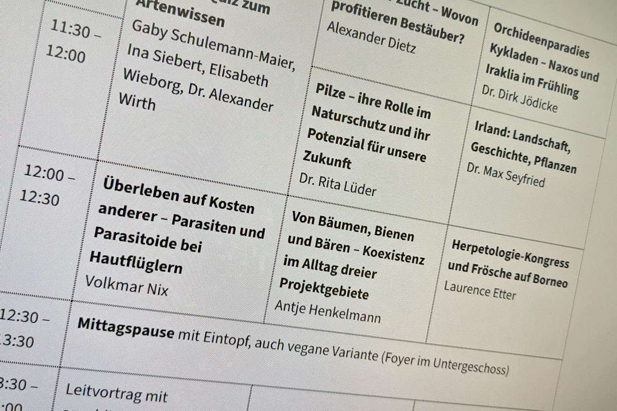 Ausschnitt aus dem Vortragsprogramm eines NABU|naturgucker-Kongresses