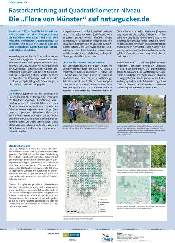 Poster „Rasterkartierung auf Quadratkilometer-Niveau – Die ‚Flora von Münster‘ auf naturgucker.de“ von Dr. Thomas Hövelmann