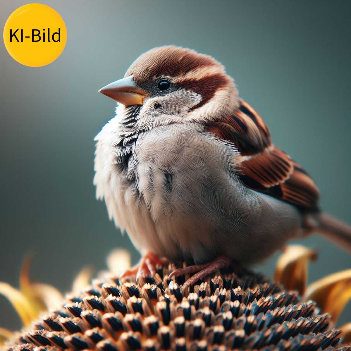 KI-erzeugtes Bild eines (fiktiven) Sperlings – solche Motive dürfen auf unserem Meldeportal nicht veröffentlicht werden, (c) RalphAltripGermany/Pixabay