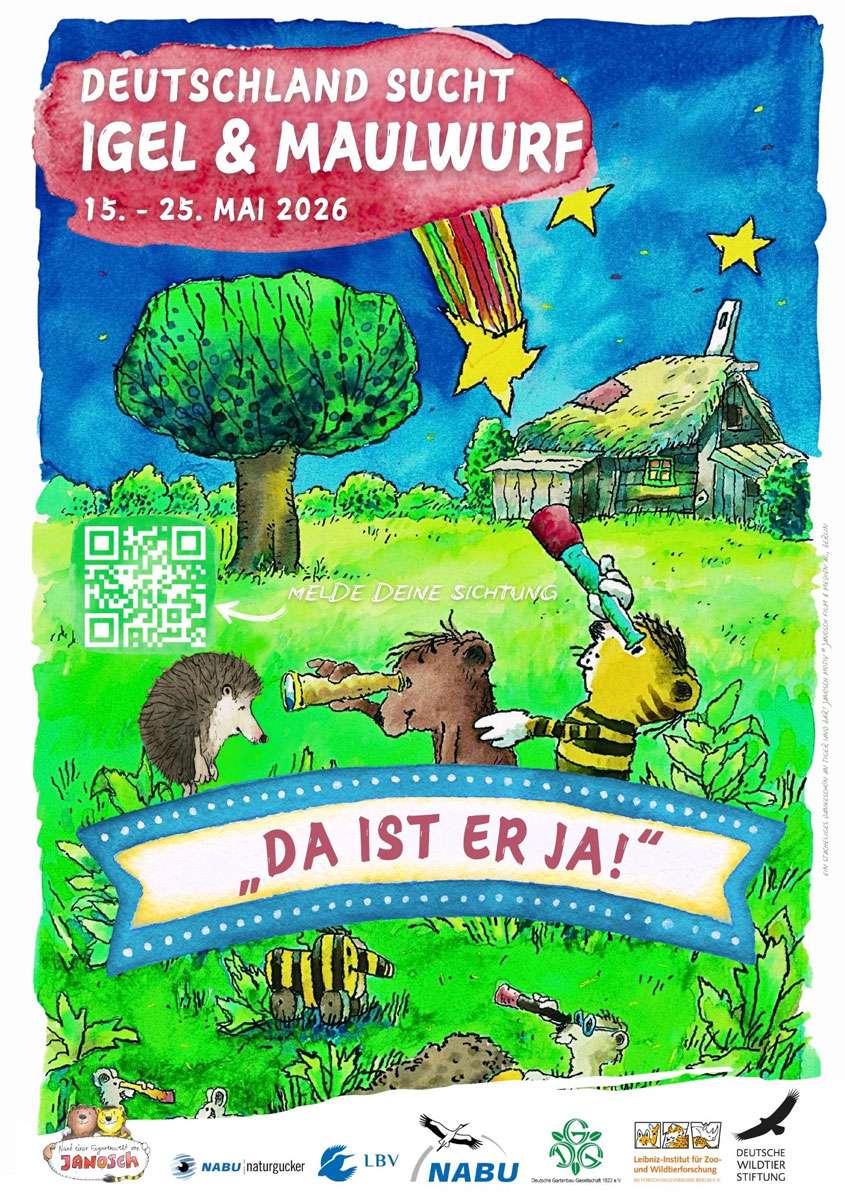 Meldeaktion ‚Deutschland sucht Igel & Maulwurf‘, (c) Janosch