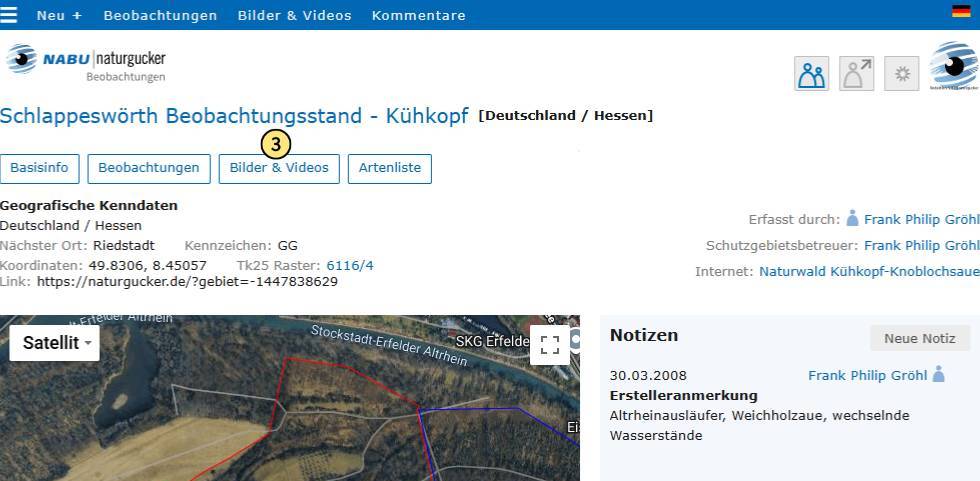 Aufrufen der Bilder- und Videogalerie in einem Gebietsporträt