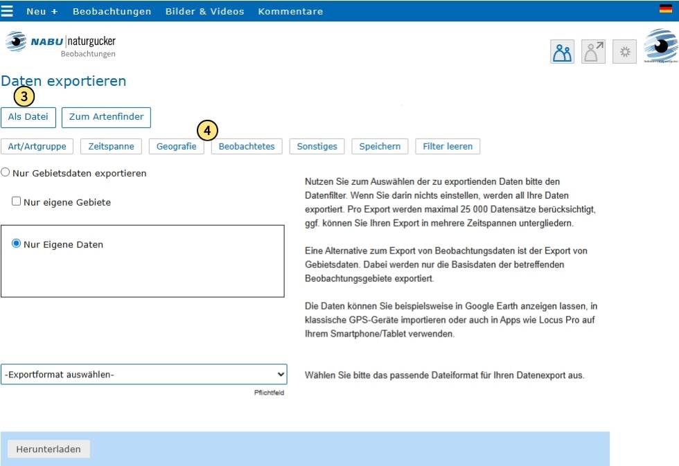 Die Exportoption ‚Als Datei‘ auswählen und ggf. Filtereinstellungen festlegen