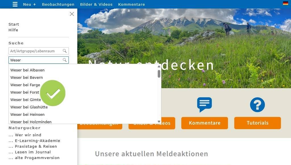 Perfekt benannt: mehrere gut unterscheidbare Gebiete mit dem Namensbestandteil ‚Weser‘
