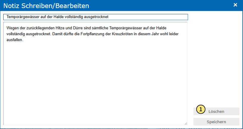 Eine eigene Gebietsnotiz löschen