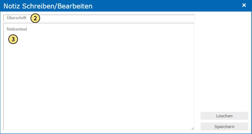 Eingabefenster für neue Gebietsnotiz