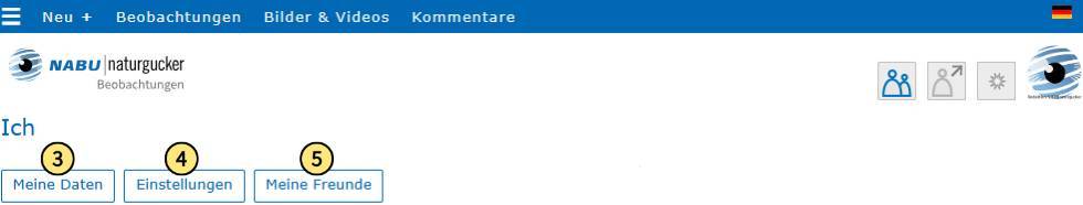 Auswahlmöglichkeiten im persönlichen Datenbereich