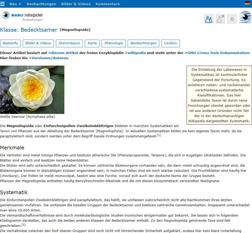 Lexikonbeitrag in einem Porträt einer Klasse auf dem Meldeportal