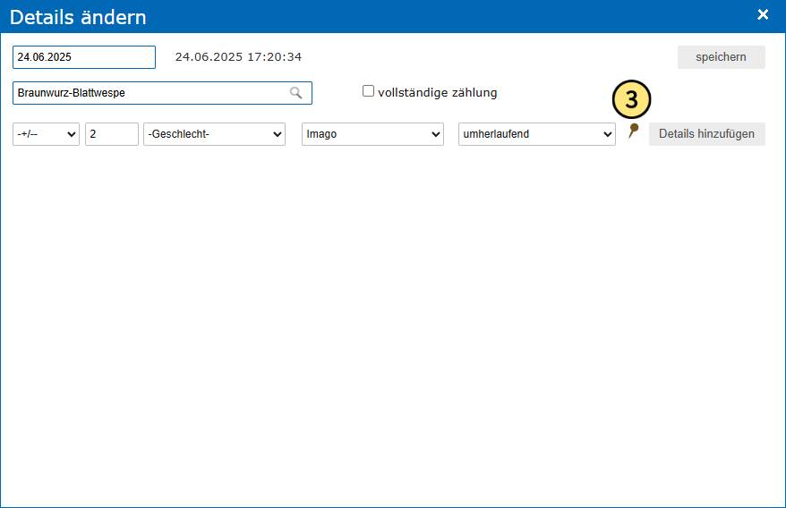 Per Klick auf das Stecknadelsymbol das Bearbeitungsfenster für die Punktverortung aufrufen