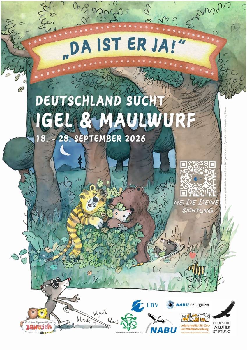 Meldeaktion ‚Deutschland sucht Igel & Maulwurf‘, (c) Janosch