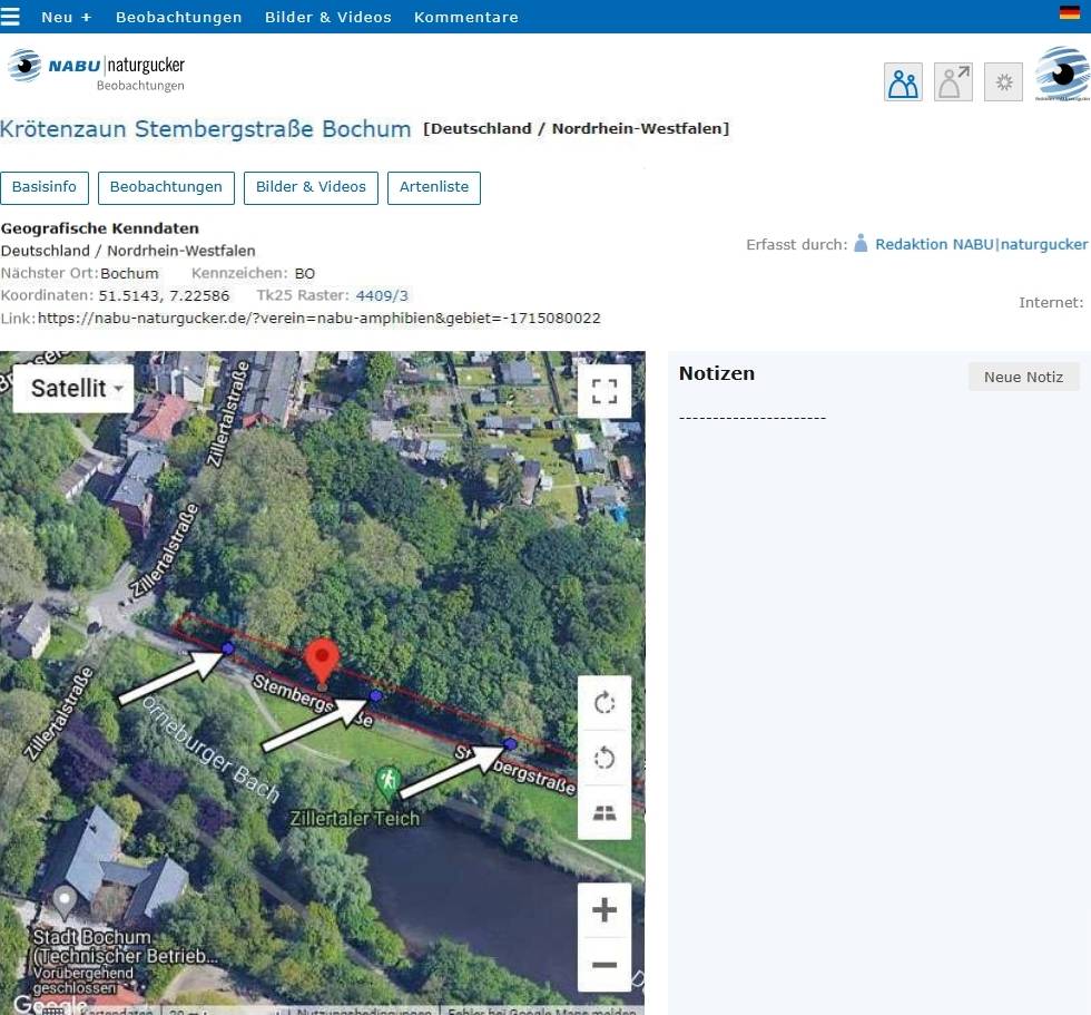 Darstellung des Kleingebiets innerhalb des größeren Krötenzaun-Gebiets